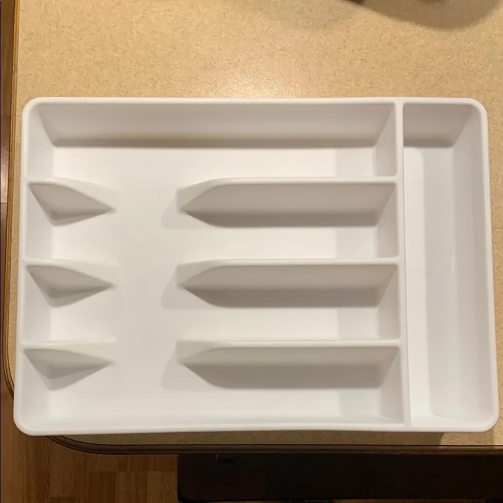 White Utensil Cutlery Organizer Tray for Kitchen Drawer